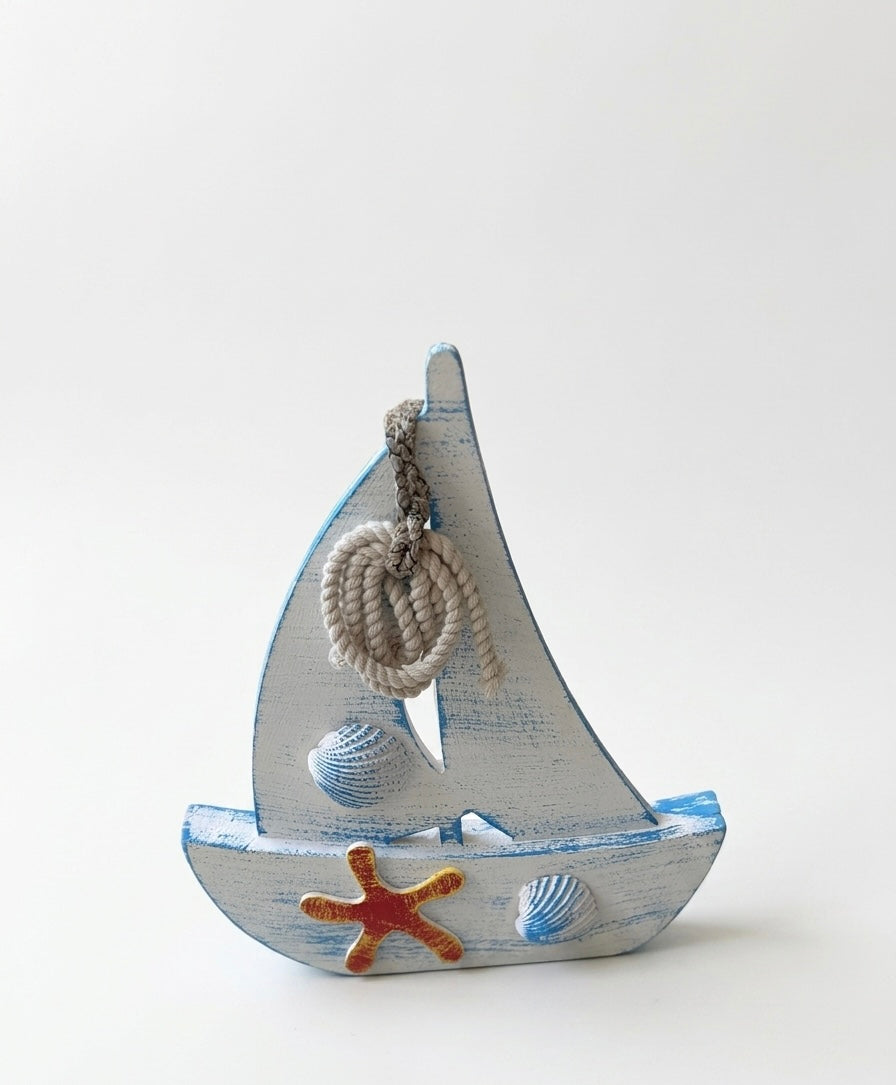 Nautical Wooden Sailboat Decor (30x25 cm)