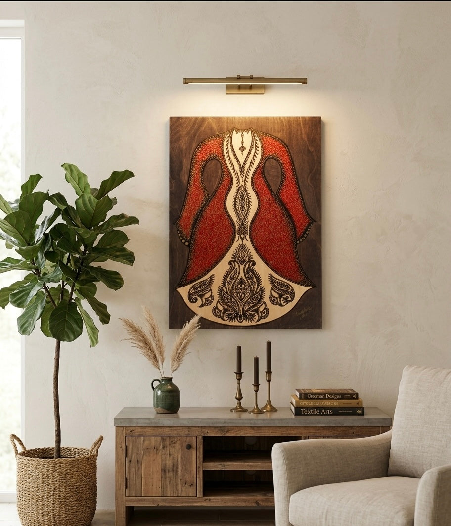 Ottoman Caftan Hand-Painted Wooden Wall Art