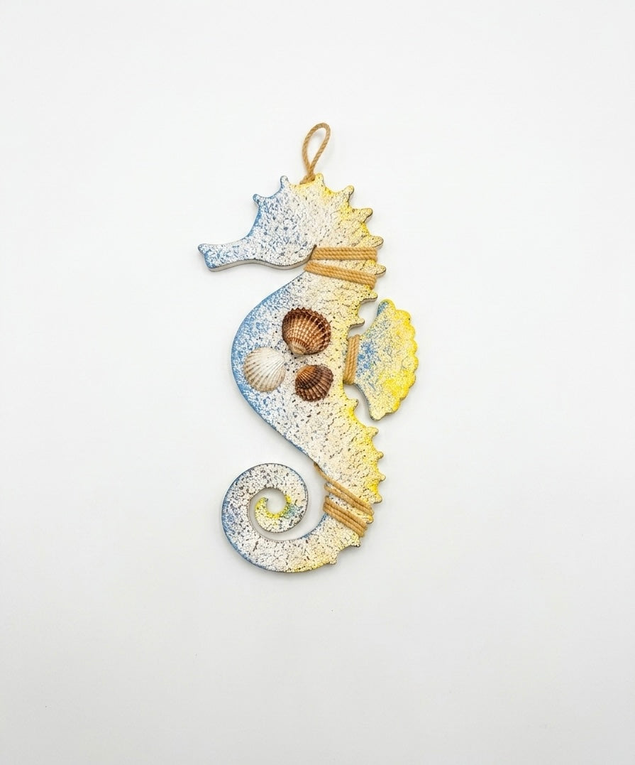 Artisanal Hand-Painted Seahorse Wall Art