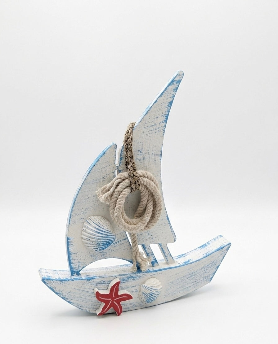 Nautical Wooden Sailboat Decor (30x25 cm)