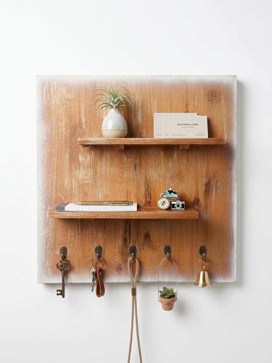 Rustic Wooden Electric Panel Cover & Wall Organizer (60 x 60 cm)
