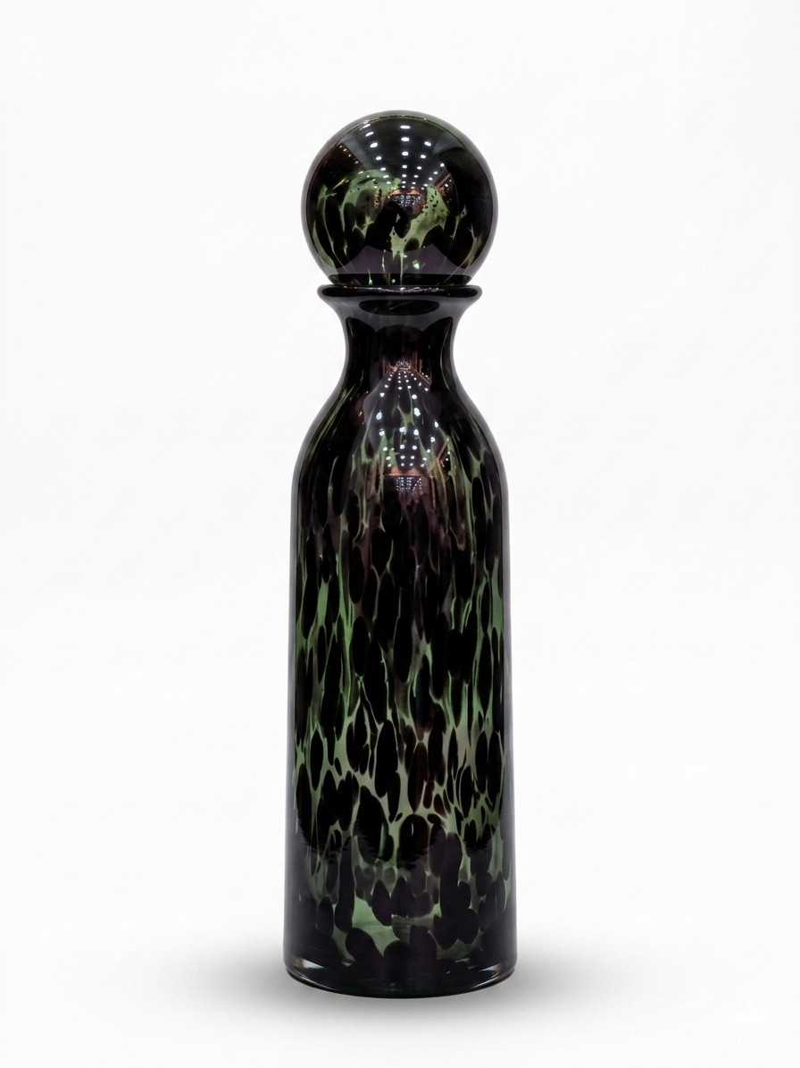 Emerald Tortoise Hand-Blown Glass Decanter