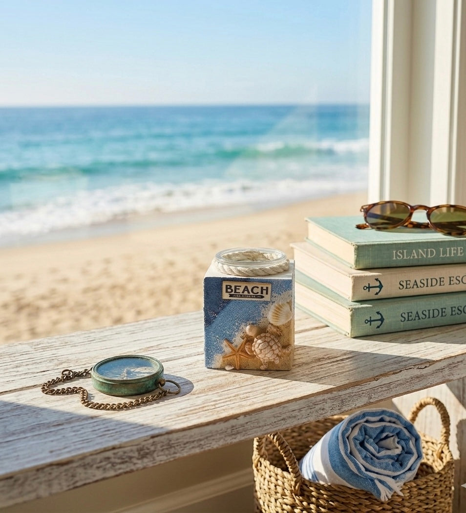 Nautical Wood & Glass Tealight Candle Holder