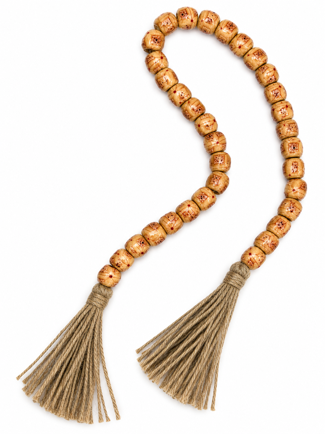 Handcrafted Wooden Tasbih with Natural Jute Tassels