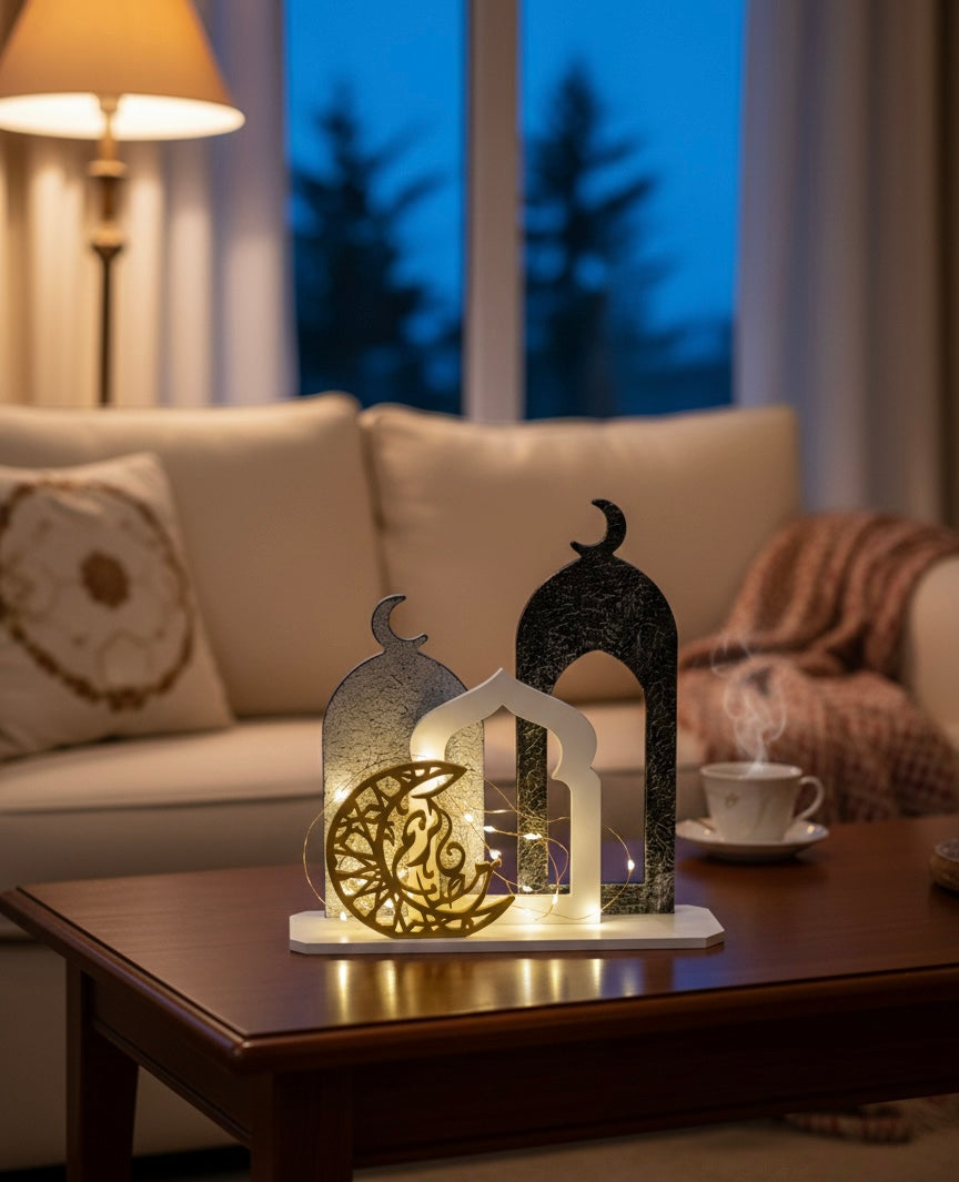 Ramadan Mubarak Layered Mosque Silhouette Stand