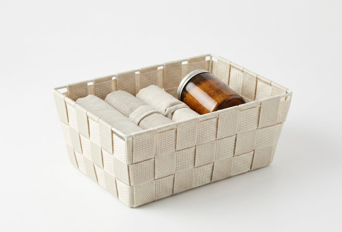 Elegant Woven Storage Basket – Cream White