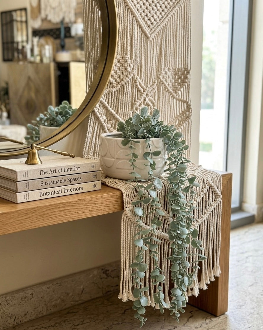 Cascading Eucalyptus in Geo-Carved Pot