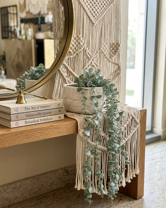 Cascading Eucalyptus in Geo-Carved Pot