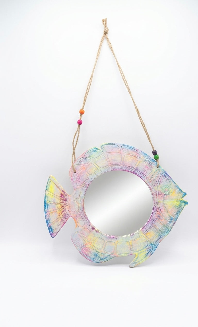 Whimsical Pastel Fish Wall Mirror