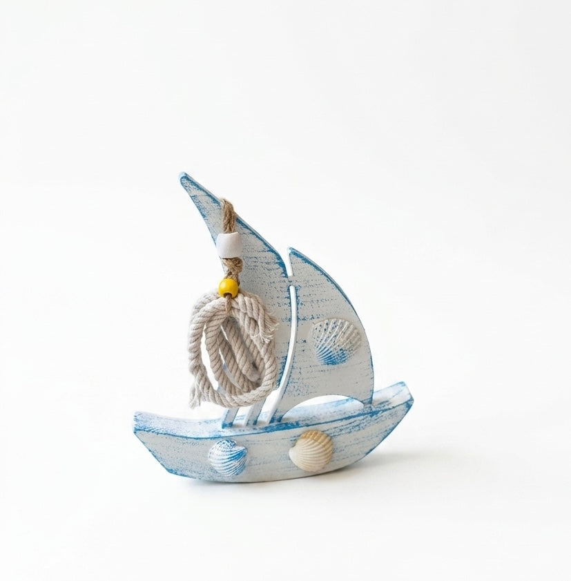 Nautical Wooden Sailboat Decor (30x25 cm)