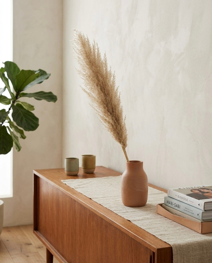 Tall Dried Pampas Grass Stem - Fluffy Natural Decor (1pc)
