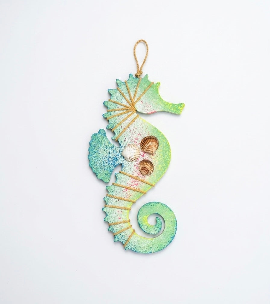Artisanal Hand-Painted Seahorse Wall Art
