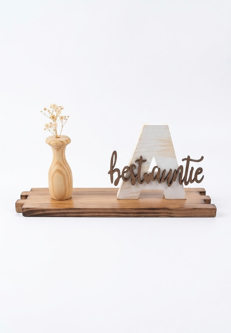 Wooden Initial "Best Auntie" Desktop Decor