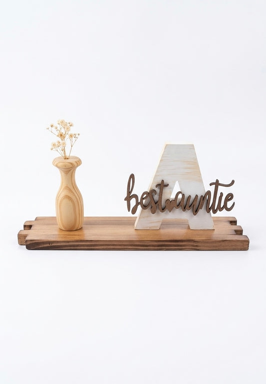 Wooden Initial "Best Auntie" Desktop Decor