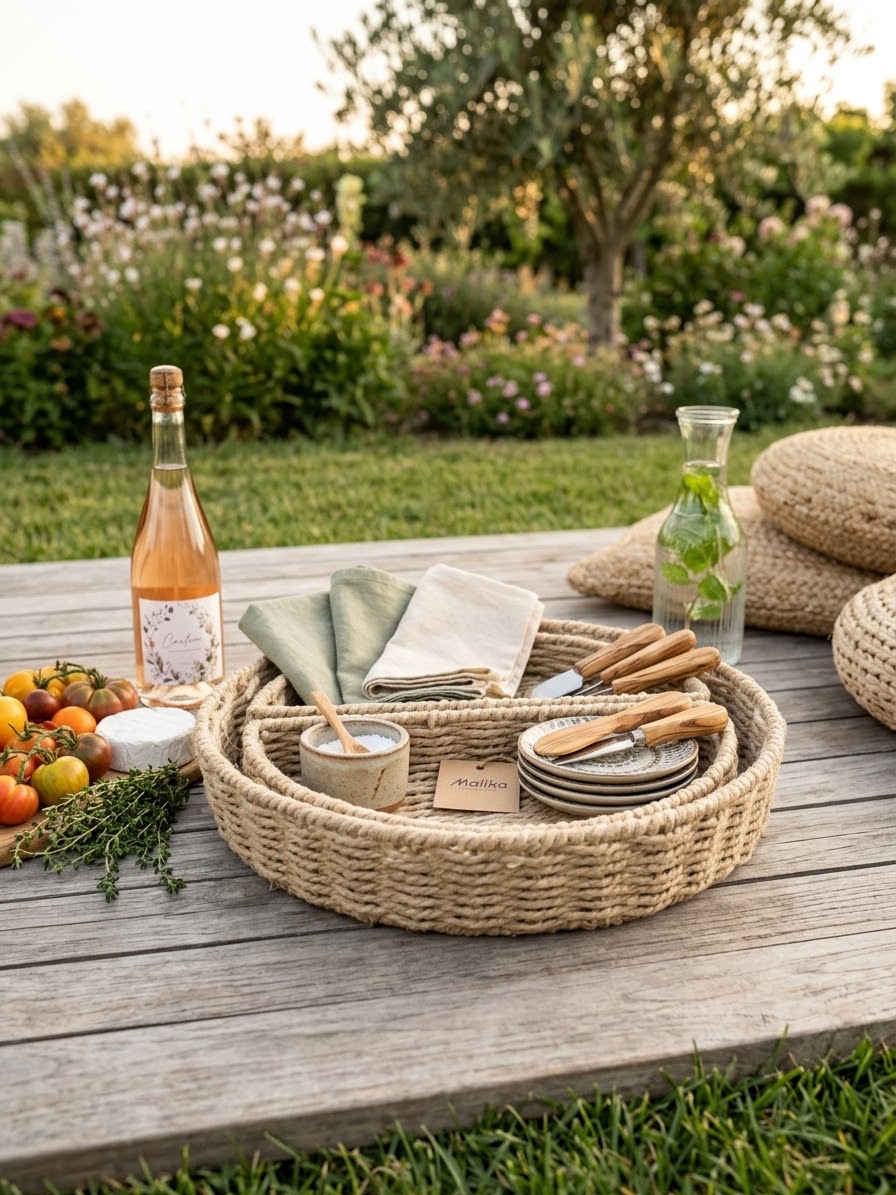 Woven Jute Partitioned Tray Set