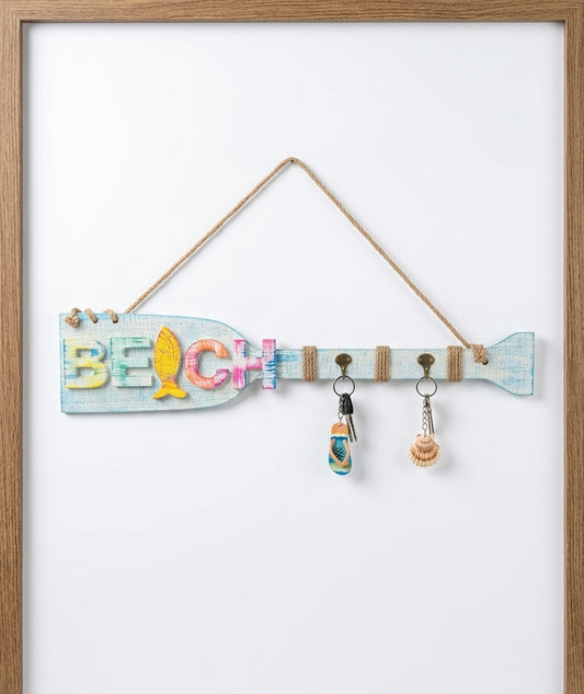 Nautical "Beach" Wooden Oar Key & Coat Hanger