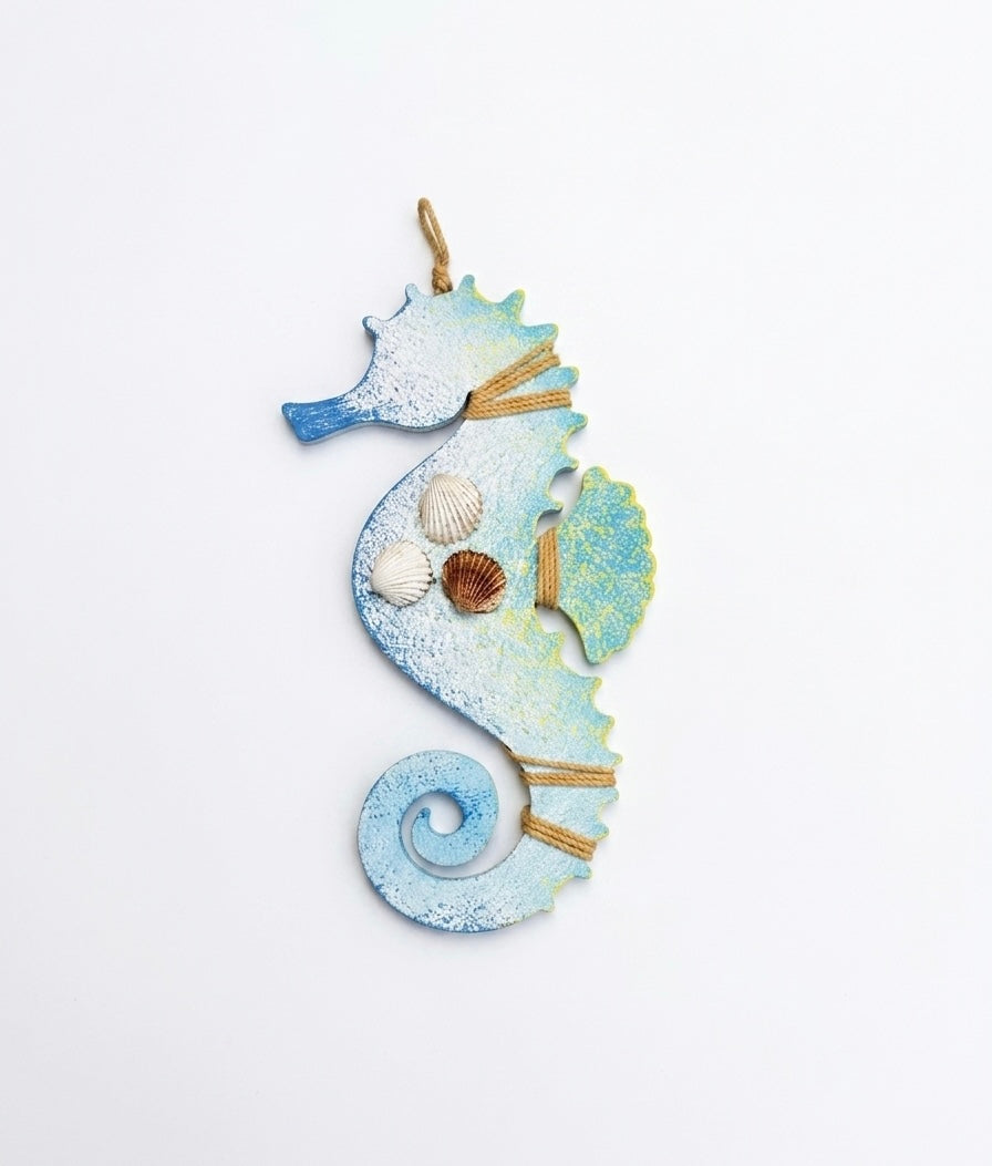 Artisanal Hand-Painted Seahorse Wall Art