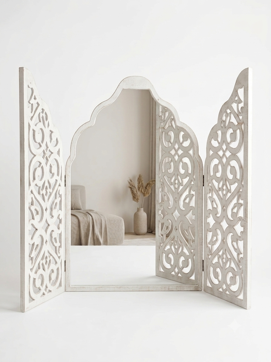 Mirrored Arabesque Hand-Carved Wall Art