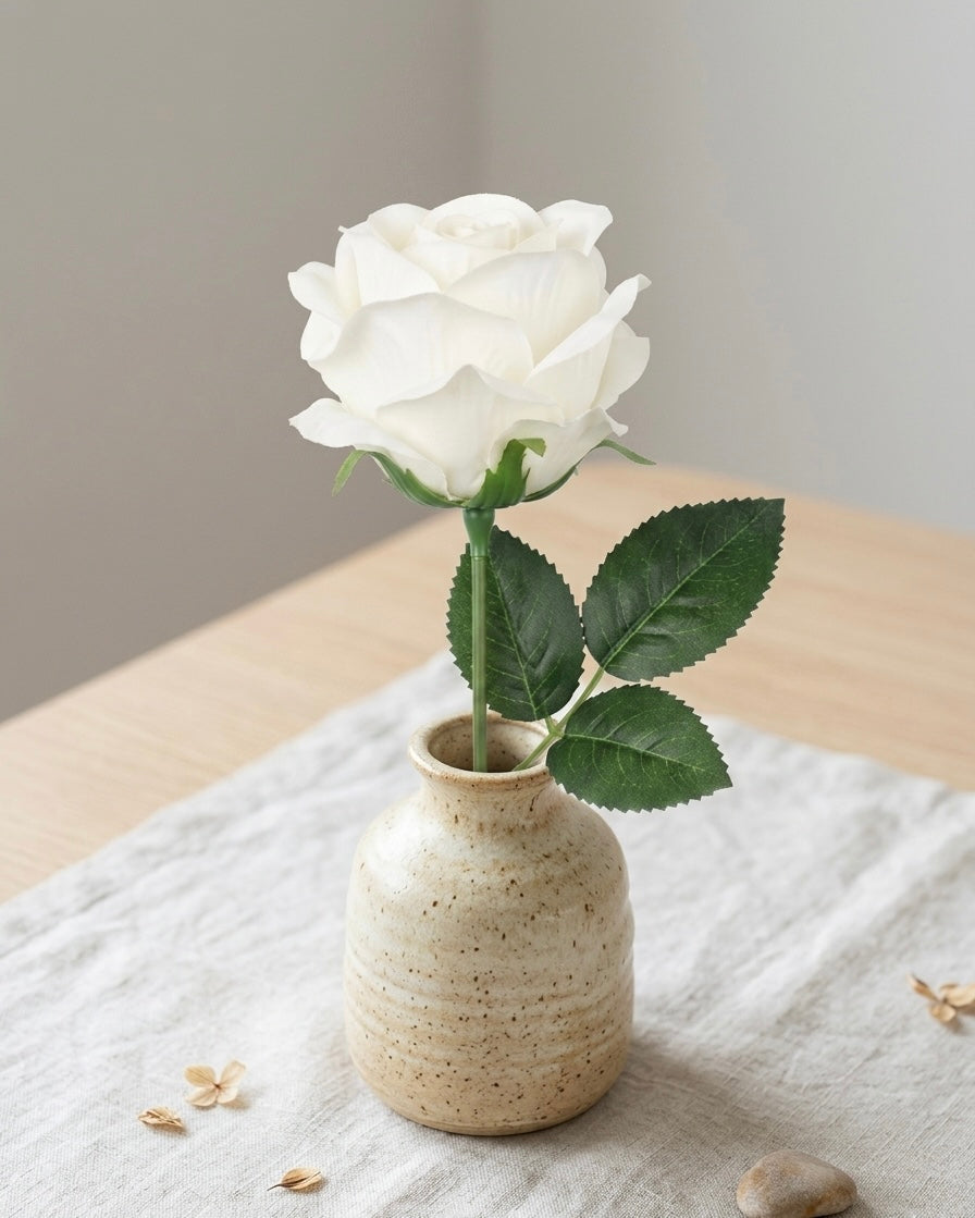 Handcrafted Silk White Rose