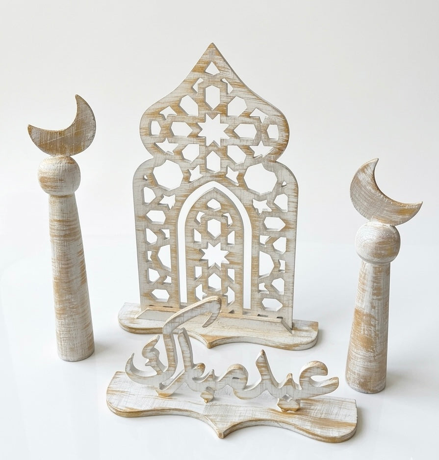 Whitewashed Wooden Eid Set