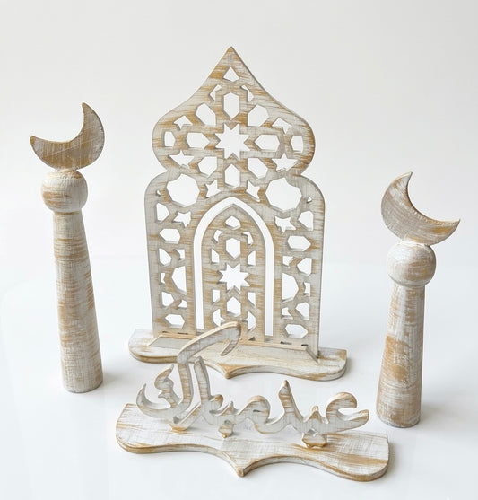 Whitewashed Wooden Eid Set