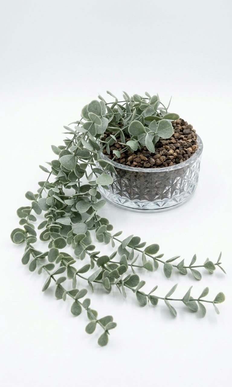 Cascading Eucalyptus in Geo-Carved Pot