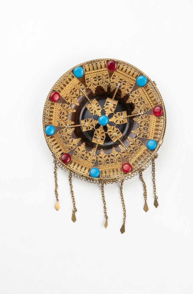 Handmade Filigree Copper Wall Plate with Teardrop Accents
