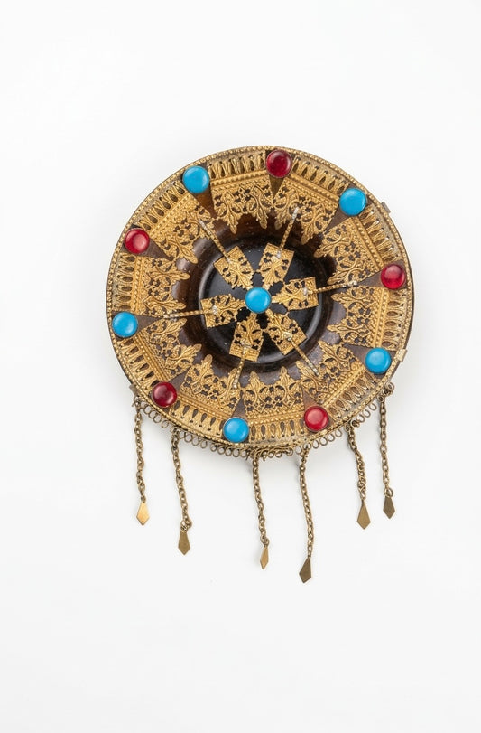 Handmade Filigree Copper Wall Plate with Teardrop Accents