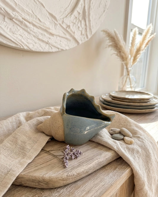Handcrafted Ceramic Conch Shell Decorative Dish