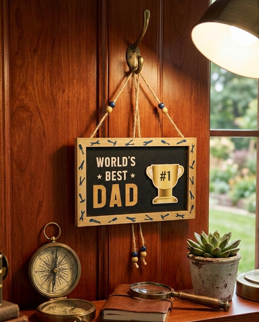 "World's Best Dad" #1 Trophy Framed Sign