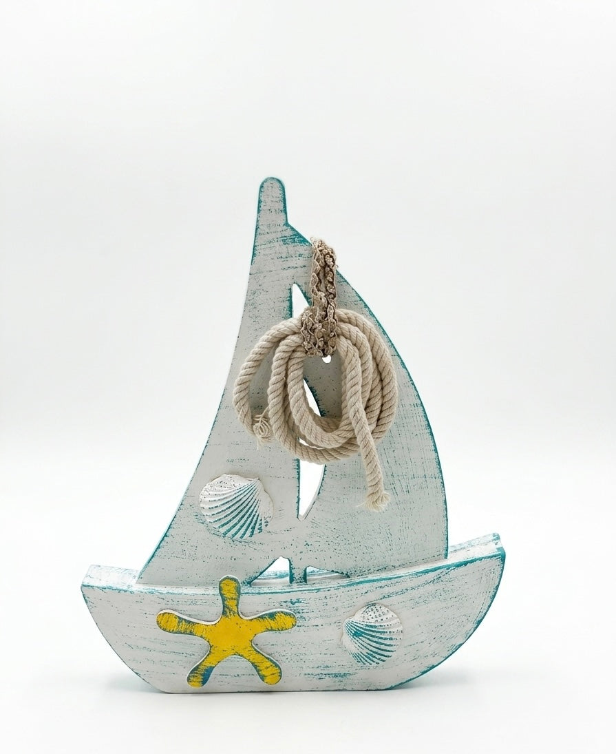 Nautical Wooden Sailboat Decor (30x25 cm)