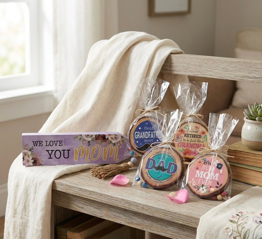 Whimsical Wood Slice Ornament & Sign Collection