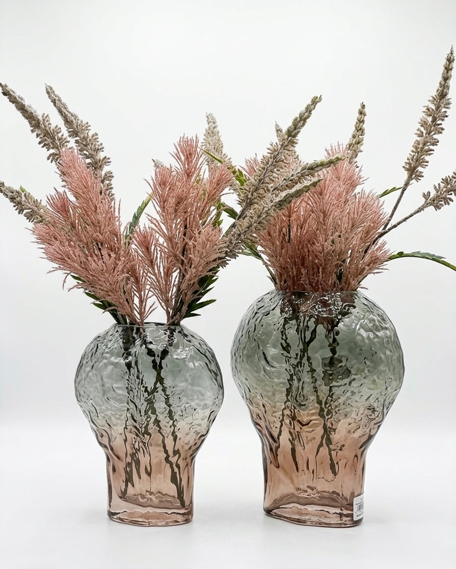 Artisan Ombré Hammered Glass Vase Set