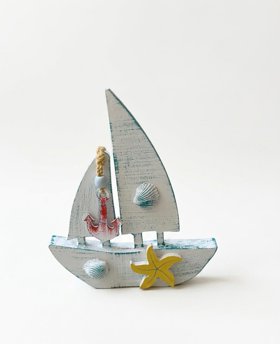 Nautical Wooden Sailboat Decor (30x25 cm)