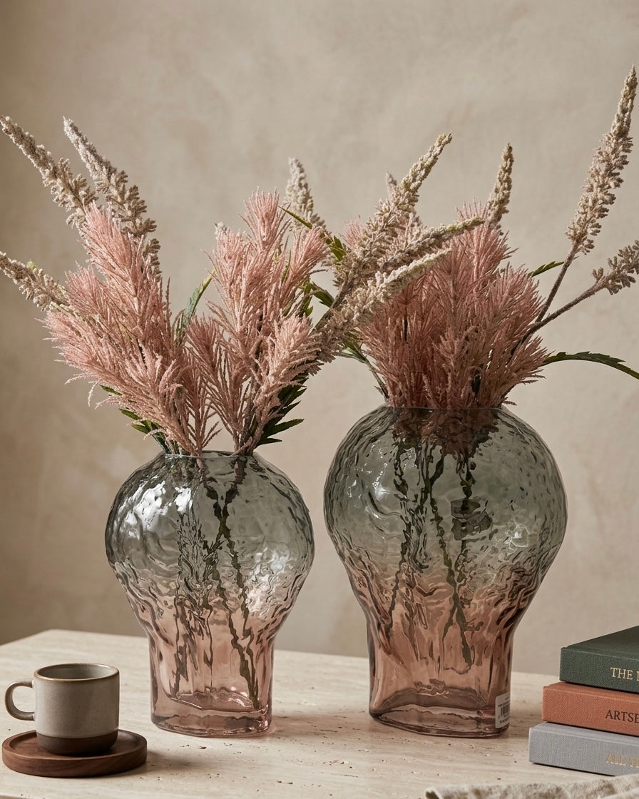 Artisan Ombré Hammered Glass Vase Set