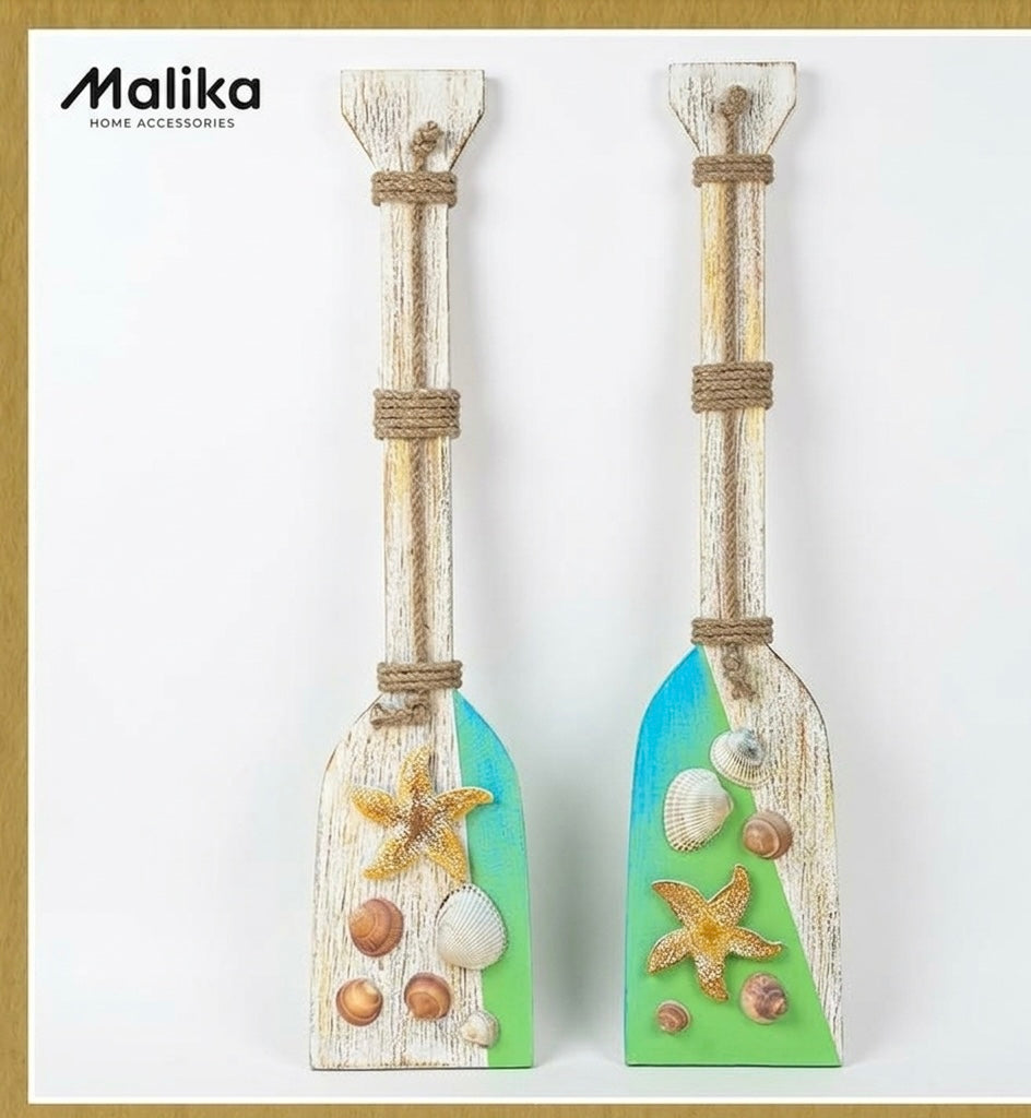 Nautical Starfish & Seashell Wooden Oars (Set of 2)