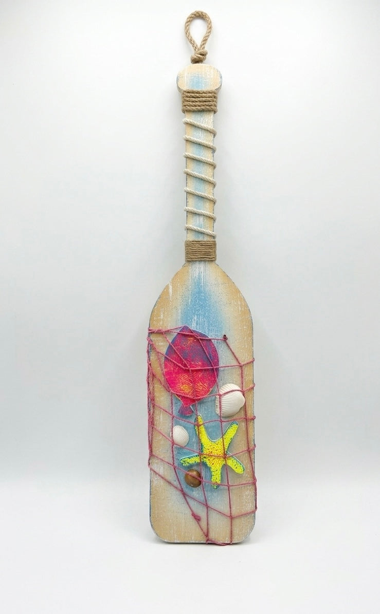 Coastal Breeze Hand-Painted Wooden Paddle Wall Art