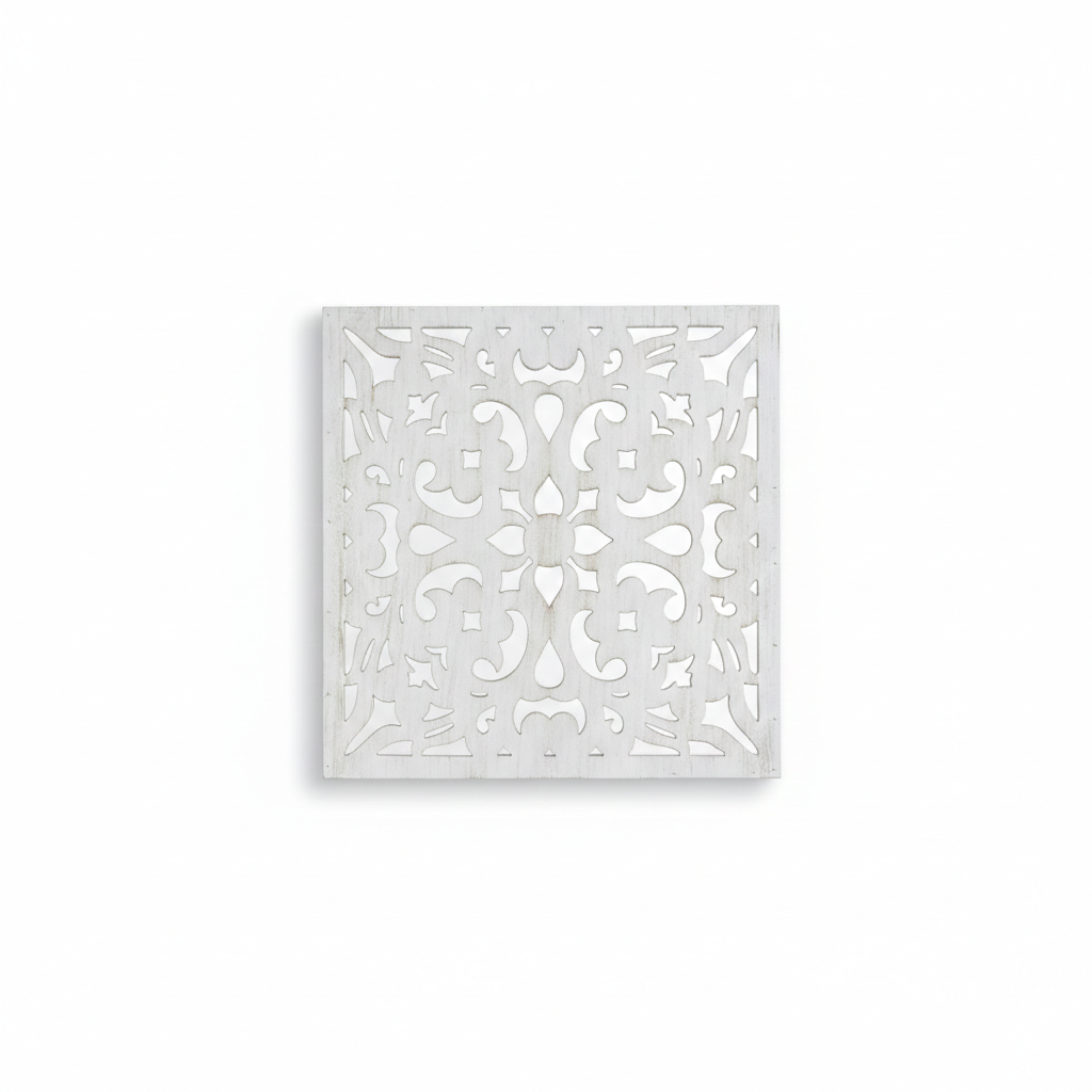Arabesque White Lace Wall Mirror | Hand-Carved Intricate Wood Frame