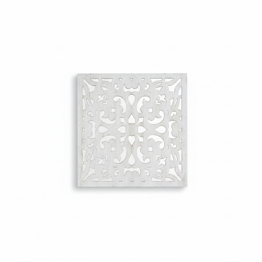 Arabesque White Lace Wall Mirror | Hand-Carved Intricate Wood Frame