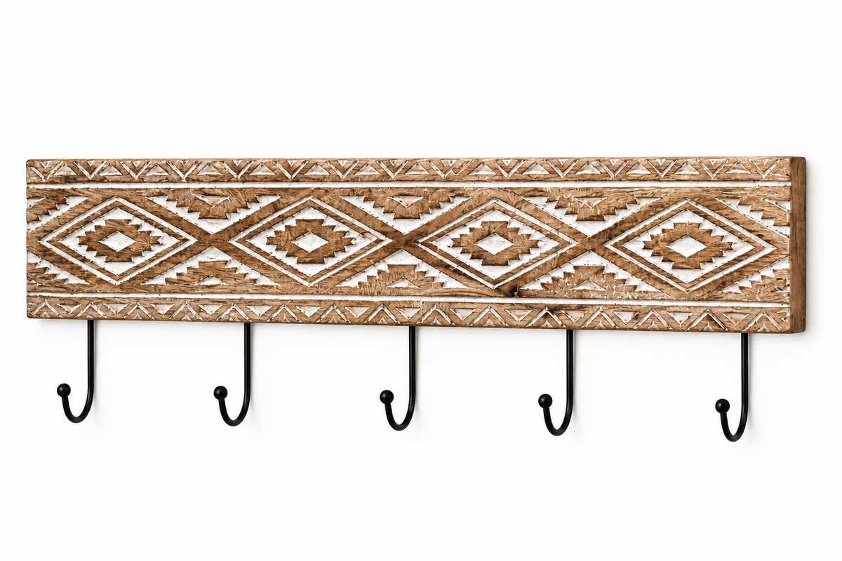Handcrafted Geometric Wooden Wall Hooks