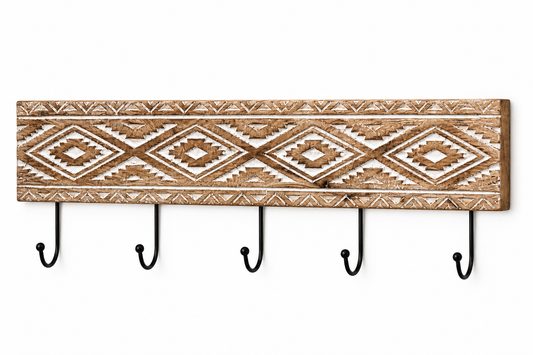 Handcrafted Geometric Wooden Wall Hooks