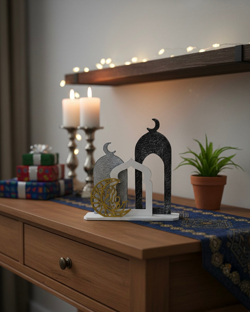 Ramadan Mubarak Layered Mosque Silhouette Stand