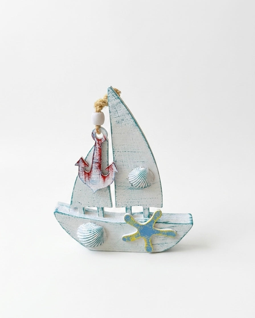 Nautical Wooden Sailboat Decor (30x25 cm)