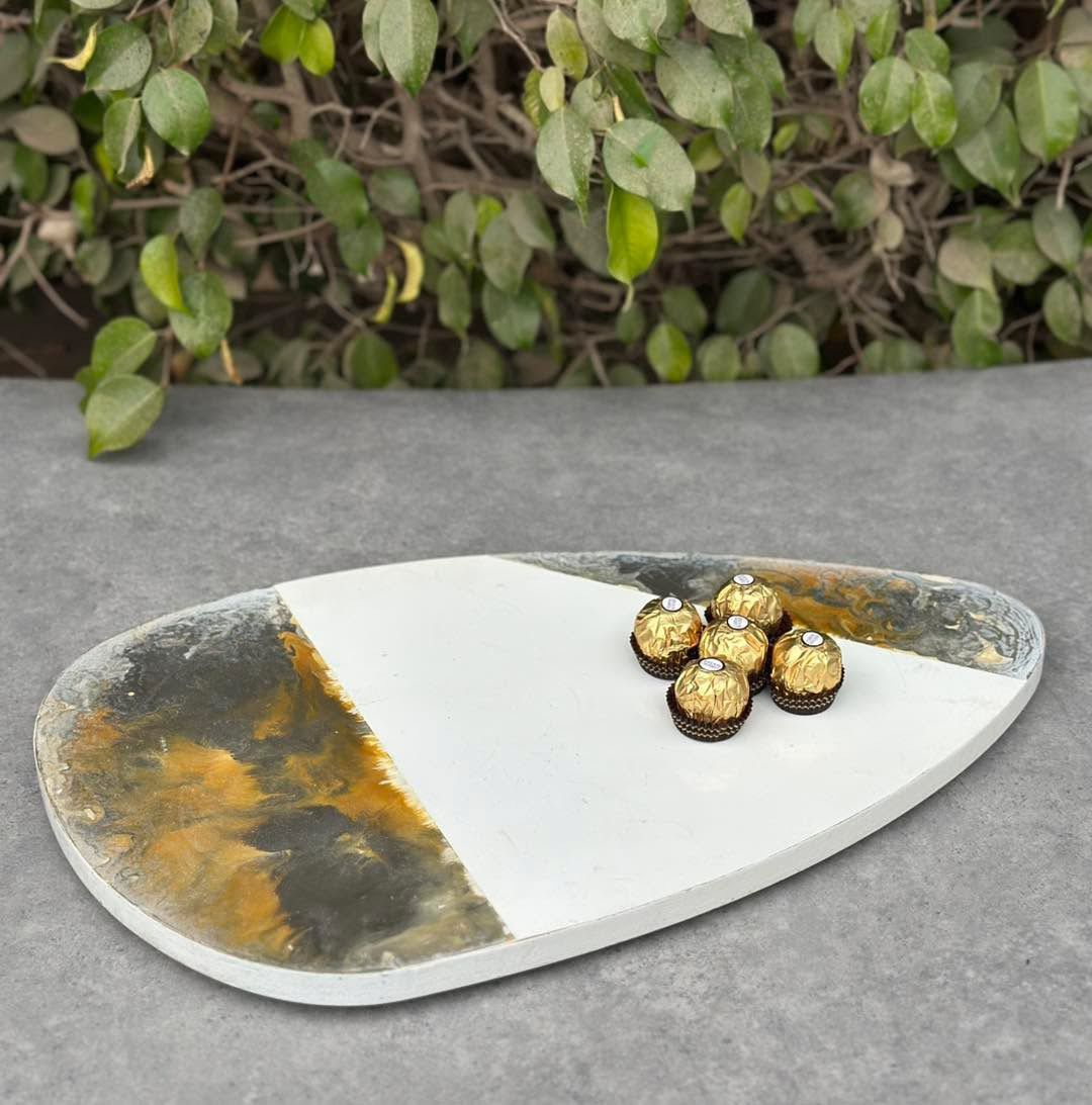 Artisan Abstract Wooden Serving Platter