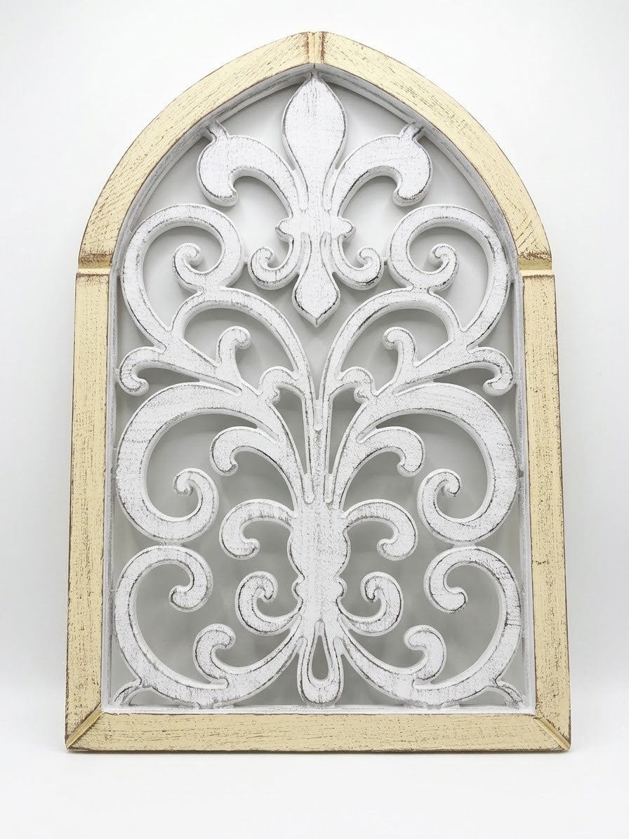 Hand-Carved Wooden Scrollwork Wall Art Set of 4