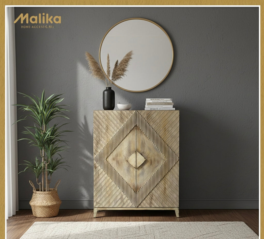 Wooden Shoe Cabinet with Interwoven Colors