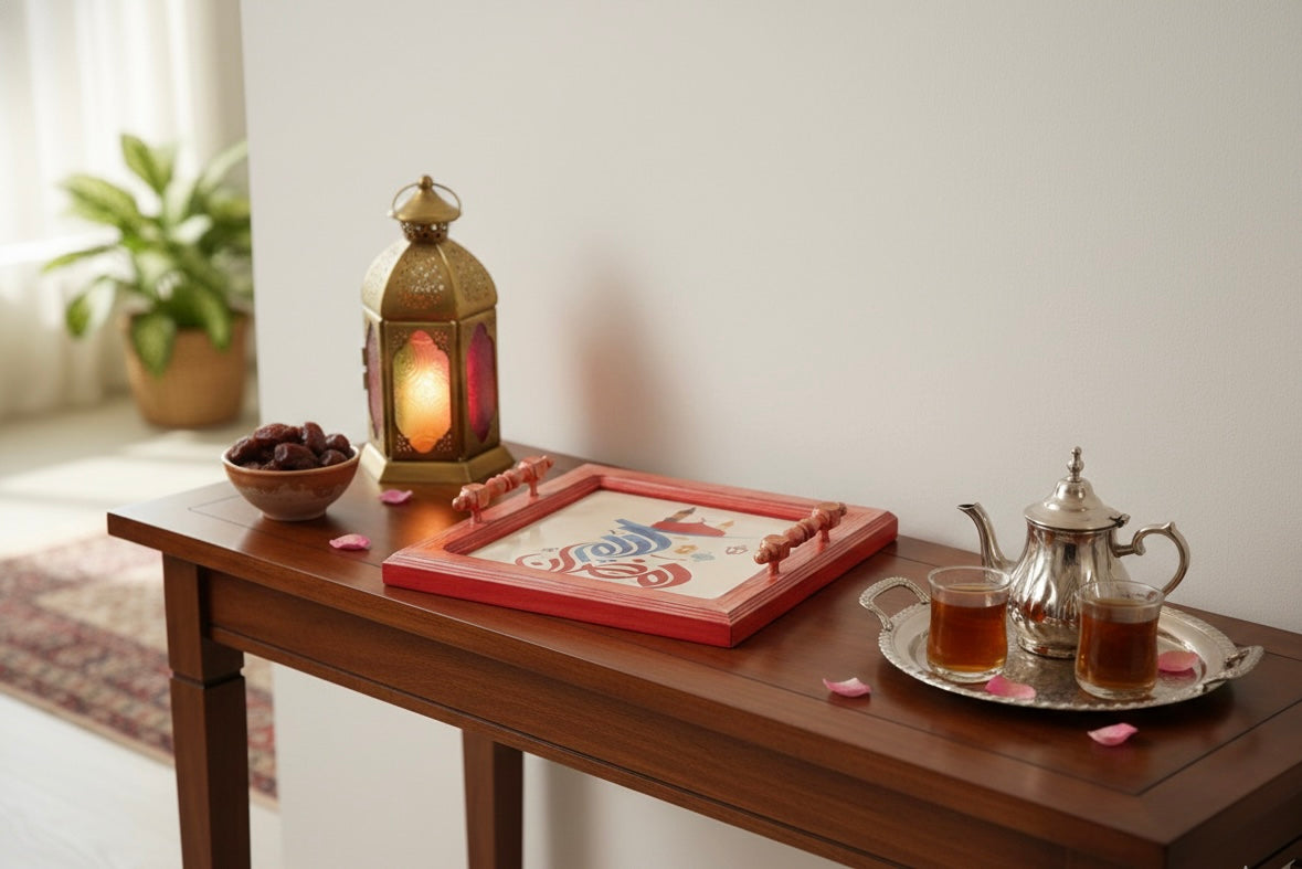 Ramadan Calligraphy Wooden Tray