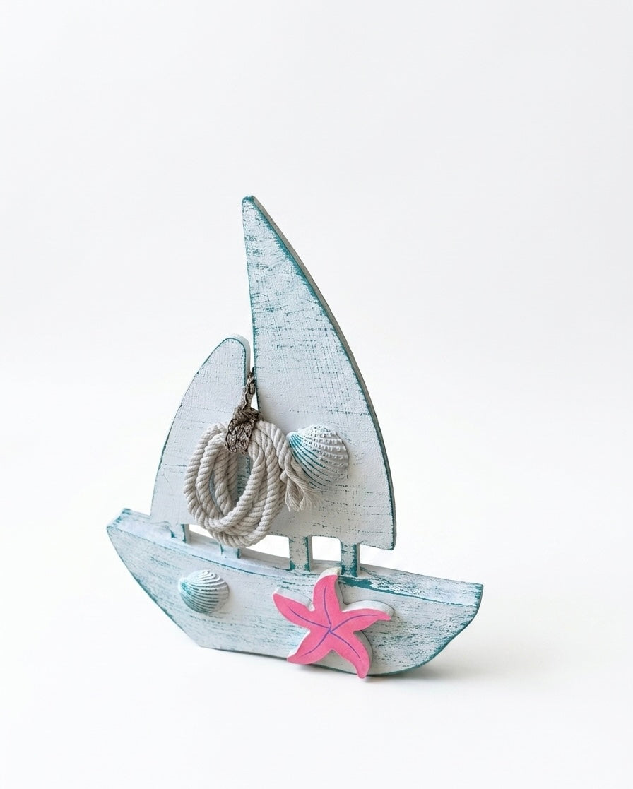 Nautical Wooden Sailboat Decor (30x25 cm)