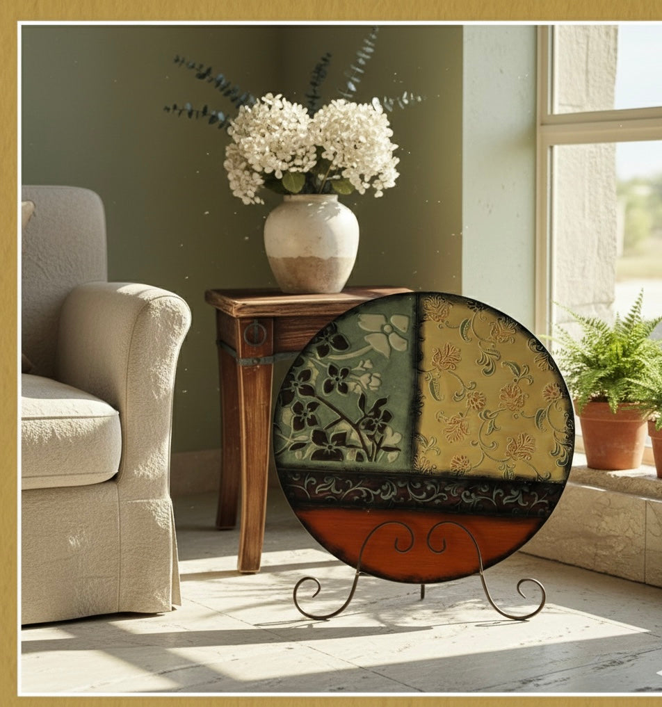 Heritage Medallion Embossed Metal Floor Stand