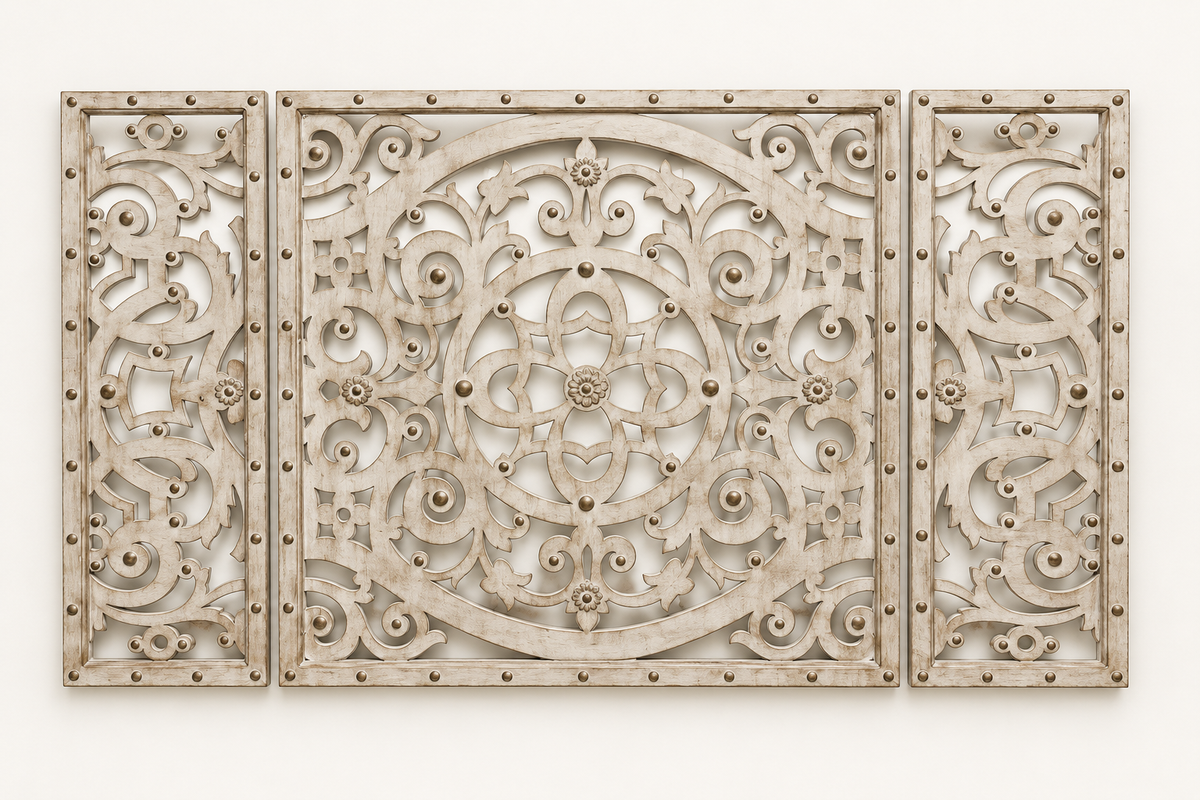 Grand Arabesque Hand-Carved Wooden Wall Art Trio (Set of 3)